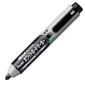 （まとめ） ぺんてる ノック式ハンディ ホワイトボードマーカー 太字平芯 黒 MWXN6M-A 1本 【×30セット】