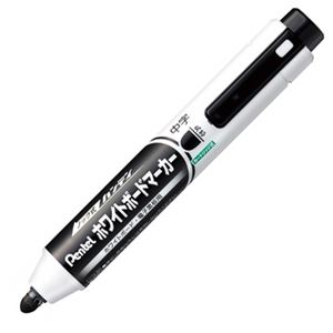 （まとめ） ぺんてる ノック式ハンディ ホワイトボードマーカー 中字丸芯 黒 MWXN5M-A 1本 【×30セット】