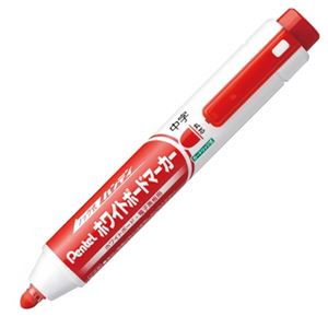 （まとめ） ぺんてる ノック式ハンディ ホワイトボードマーカー 中字丸芯 赤 MWXN5M-B 1本 【×30セット】