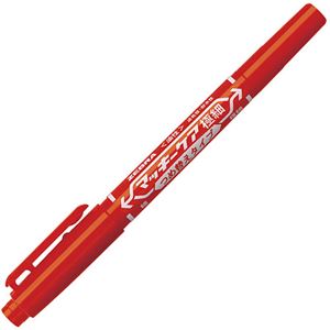（まとめ） ゼブラ 油性マーカー マッキーケア極細 つめ替えタイプ 細字+極細 赤 YYTS5-R 1本 【×50セット】