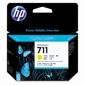 （まとめ） HP711 インクカートリッジ イエロー 29ml／個 染料系 CZ136A 1箱（3個） 【×3セット】