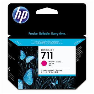 （まとめ） HP711 インクカートリッジ マゼンタ 29ml／個 染料系 CZ135A 1箱（3個） 【×3セット】