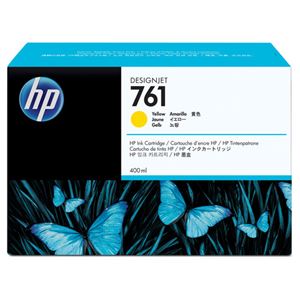 （まとめ） HP761 インクカートリッジ イエロー 400ml 染料系 CM992A 1個 【×3セット】