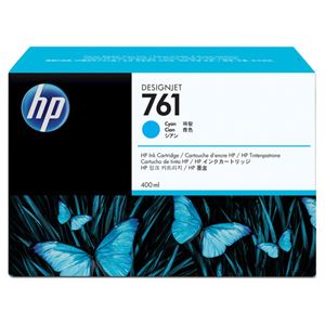 （まとめ） HP761 インクカートリッジ シアン 400ml 染料系 CM994A 1個 【×3セット】
