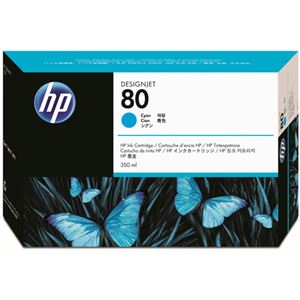 （まとめ） HP80 インクカートリッジ シアン 350ml 染料系 C4846A 1個 【×3セット】