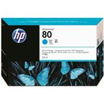 （まとめ） HP80 インクカートリッジ シアン 350ml 染料系 C4846A 1個 【×3セット】