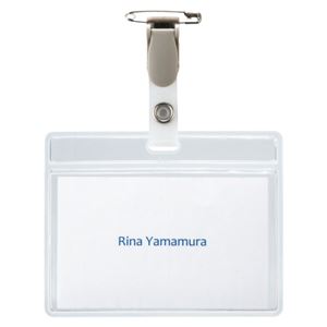 （まとめ） TANOSEE タッグ名札 チャック無 安全ピン・クリップ両用型 1パック（10個） 【×5セット】