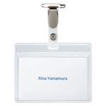 （まとめ） TANOSEE タッグ名札 チャック無 安全ピン・クリップ両用型 1パック（10個） 【×5セット】