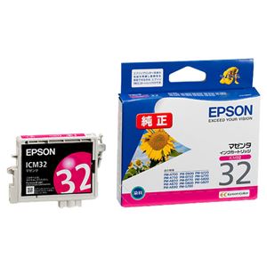（まとめ） エプソン EPSON インクカートリッジ マゼンタ ICM32 1個 【×4セット】