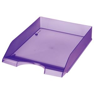 （まとめ） クルーズ スケルトンカラーレタートレー A4タテ パープル LT-500PU 1個 【×10セット】