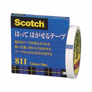 （まとめ） 3M スコッチ はってはがせるテープ 811 大巻 12mm×30m 紙箱入 カット金具付 811-3-12 1巻 【×10セット】