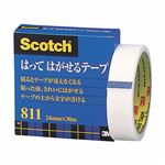 （まとめ） 3M スコッチ はってはがせるテープ 811 大巻 24mm×30m 紙箱入 カット金具付 811-3-24 1巻 【×5セット】