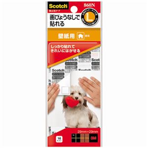 （まとめ） 3M スコッチ 掲示用タブ 壁紙用 L 29mm×29mm 860N 1パック（16片） 【×15セット】