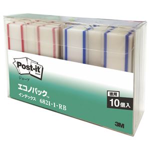（まとめ） 3M ポストイット ジョーブ エコノパック インデックス（記入用） 44×23mm レッド・ブルー 6821-1-RB 1パック（20個：各色10個） 【×2セット】