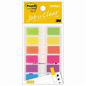 （まとめ） 3M ポストイット ジョーブ 透明見出し 44×10mm パステルカラー6色 683NEH 1パック（6冊） 【×15セット】