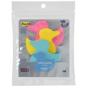 （まとめ） 3M ポストイット 強粘着ノート シルエットデザインシリーズ アヒル 3色 SSS-DK 1パック（3冊） 【×10セット】