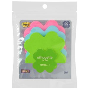 （まとめ） 3M ポストイット 強粘着ノート シルエットデザインシリーズ クローバー 3色 SSS-CL 1パック（3冊） 【×10セット】