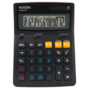 （まとめ） AURORA 大型電卓 12桁 デスクトップタイプ DT950TX-B 1台 【×3セット】