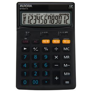 （まとめ） AURORA 中型電卓 12桁 卓上タイプ DT650TX-B 1台 【×4セット】