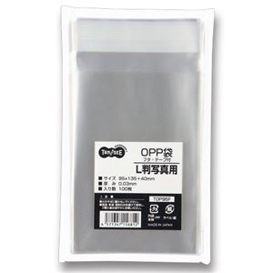（まとめ） TANOSEE OPP袋 フタ・テープ付 L判写真用 95×135+40mm 1パック（100枚） 【×20セット】
