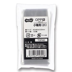 （まとめ） TANOSEE OPP袋 フラット 小物用（小） 40×80mm 1パック（100枚） 【×40セット】