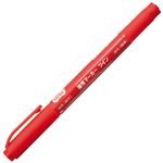（まとめ） TANOSEE キャップ式油性マーカー ツイン 細字+極細 赤 1セット（10本） 【×10セット】