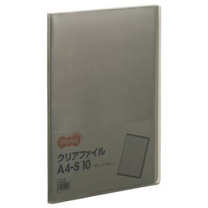 （まとめ） TANOSEE クリアファイル A4タテ 10ポケット 背幅8mm グレー 1冊 【×50セット】