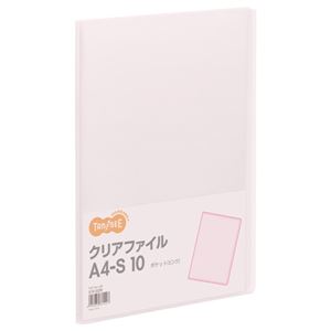 （まとめ） TANOSEE クリアファイル A4タテ 10ポケット 背幅8mm ピンク 1冊 【×50セット】