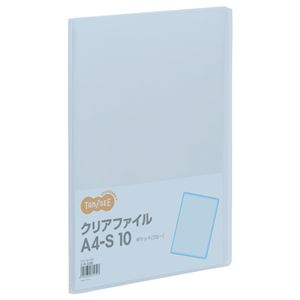 （まとめ） TANOSEE クリアファイル A4タテ 10ポケット 背幅8mm ブルー 1冊 【×50セット】