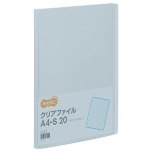 （まとめ） TANOSEE クリアファイル A4タテ 20ポケット 背幅14mm ブルー 1冊 【×40セット】