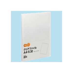 （まとめ） TANOSEE クリアファイル A4タテ 30ポケット 背幅17mm クリア 1冊 【×30セット】