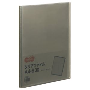 （まとめ） TANOSEE クリアファイル A4タテ 30ポケット 背幅17mm グレー 1冊 【×30セット】