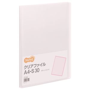 （まとめ） TANOSEE クリアファイル A4タテ 30ポケット 背幅17mm ピンク 1冊 【×30セット】