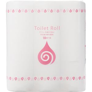 （まとめ） TANOSEE トイレットペーパー ダブル 芯あり 30m 1パック（18ロール） 【×10セット】