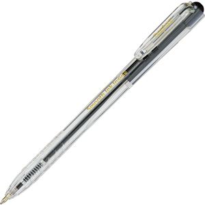 （まとめ） TANOSEE ノック式なめらかインク油性ボールペン（使い切りタイプ） 0.7mm 黒 （軸色 クリア） 1パック（10本） 【×15セット】