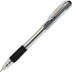 （まとめ） TANOSEE ノック式なめらかインク油性ボールペン（使い切りタイプ） グリップ付 0.7mm 黒 （軸色 クリア） 1パック（10本） 【×10セット】