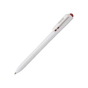 （まとめ） TANOSEE ノック式油性ボールペン 0.7mm 赤 （軸色 白） 1箱（10本） 【×20セット】