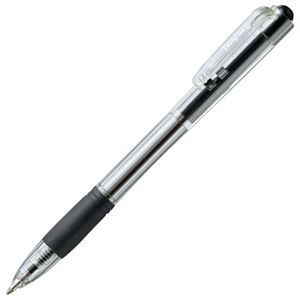 （まとめ） TANOSEE ノック式油性ボールペン（グリップ付） 0.7mm 黒 （軸色 クリア） 1箱（10本） 【×15セット】