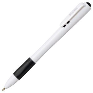 （まとめ） TANOSEE ノック式油性ボールペン（グリップ付） 0.7mm 黒 （軸色 白） 1箱（10本） 【×15セット】