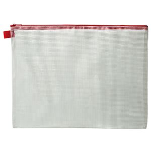 （まとめ） TANOSEE メッシュケース A4 タテ260×ヨコ345mm 赤 1枚 【×10セット】