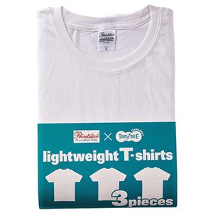 （まとめ） TANOSEE ライトウェイトTシャツ ホワイト S 1パック（3着） 【×2セット】