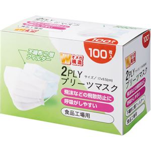 （まとめ） YAMAZEN 2PLYプリーツマスク YFM2-100 1箱（100枚） 【×10セット】