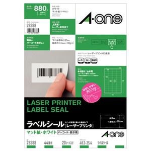 （まとめ） エーワン レーザープリンターラベル マット紙・ホワイト A4 44面 48.3×25.4mm 四辺余白付 28388 1冊（20シート） 【×5セット】