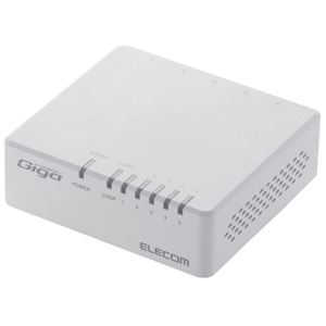 （まとめ） エレコム 1000BASE-T対応 スイッチングハブ 5ポート プラスチック筐体 ホワイト EHC-G05PA-W-K 1台 【×2セット】