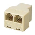 （まとめ） エレコム モジュラ2分岐延長アダプタ 6極4芯 ベージュ AD-MJFBE 1個 【×15セット】