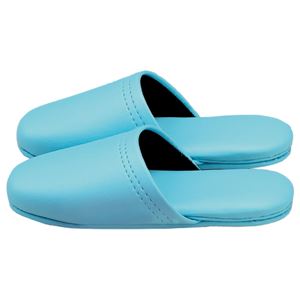 （まとめ） オーミケンシ レザー調スリッパ（子供用） ブルー 1足 【×5セット】