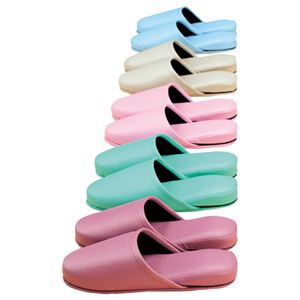 （まとめ） オーミケンシ 抗菌ビニールレザー調スリッパ ホワイトグレー 1足 【×5セット】