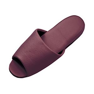 （まとめ） オーミケンシ 抗菌ビニールレザー調スリッパ（前開き） ダークワイン 1足 【×5セット】