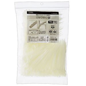 （まとめ） オーム電機 ロックタイ 100mm 白 LT-100W1000W 1袋（1000本） 【×4セット】
