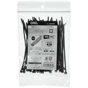 （まとめ） オーム電機 耐候性ロックタイ 100mm 黒 LT-100W100BK 1袋（100本） 【×20セット】